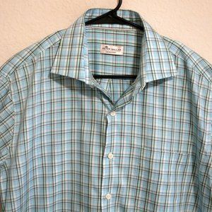 Peter Millar Mens Crown Soft Long Sleeve Button Shirt Large Silk Blend Stripes